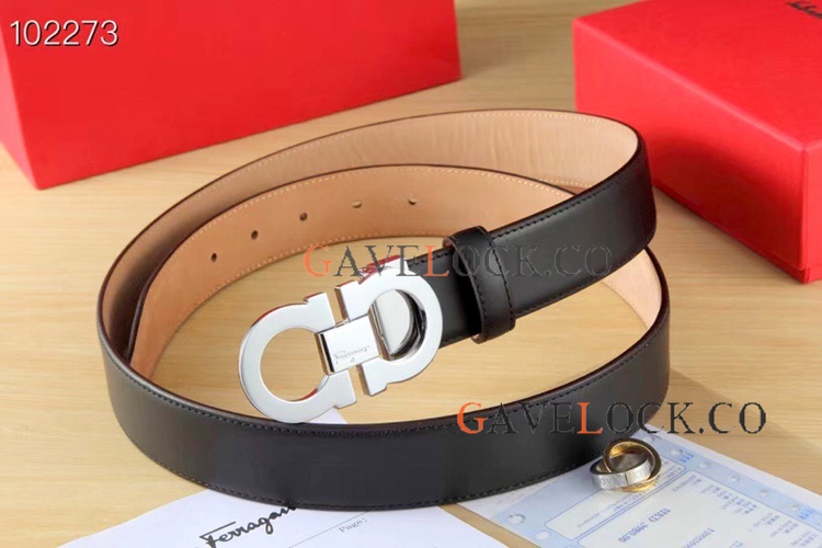 Replica Ferragamo Black Calf Leather Belt 35mm
